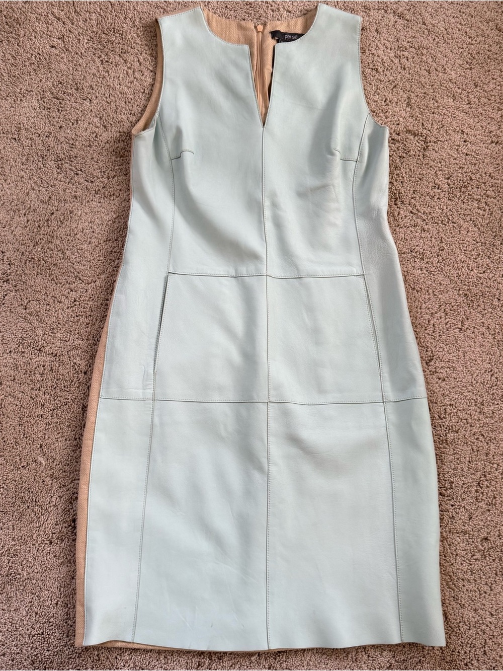 Per Se Leather Sheath Dress 4